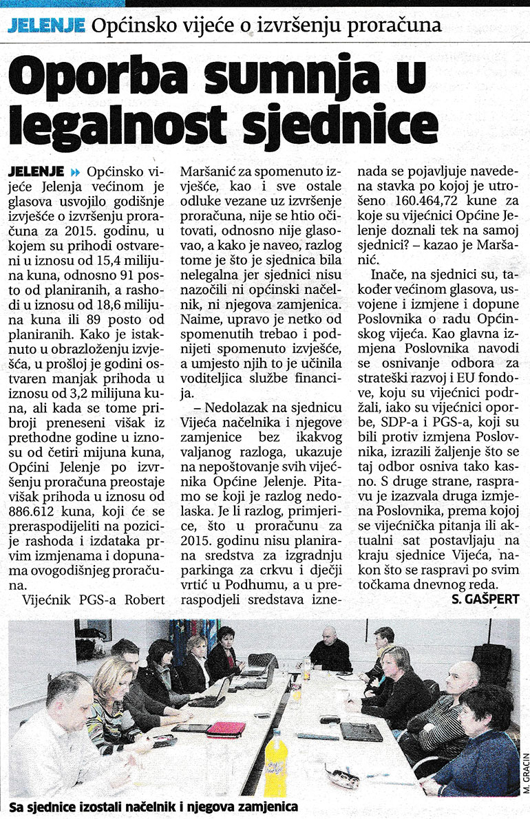Ilegalna sjednica Općnskog vijeća Jelenje