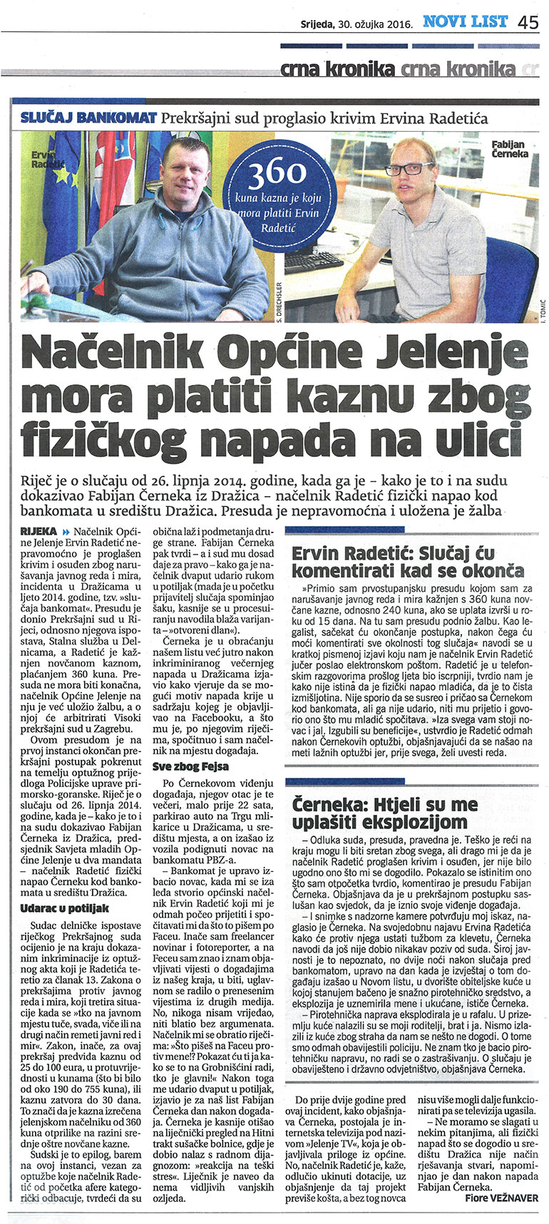 Nasilje u općini Jelenje: Načelnik Ervin Radetić proglašen krivim