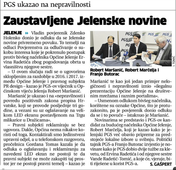 Novi list: PGS ukazao na nepravilnosti - Zaustavljene Jelenske novine